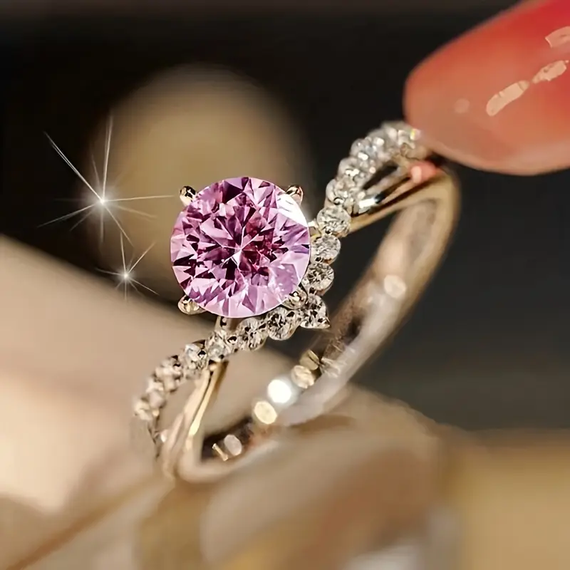 Unique Pink Crystal Ring