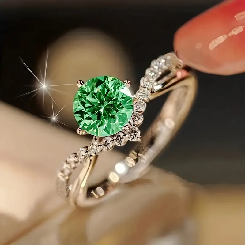 Unique Green Crystal Ring