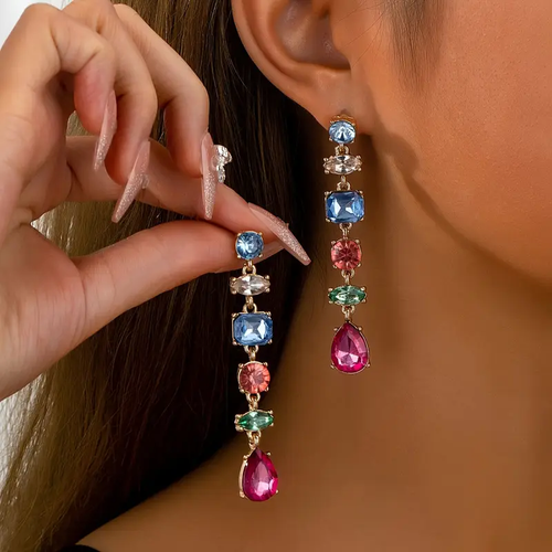 Vibrant Crystal Drop Earrings