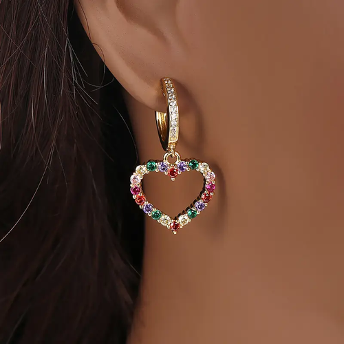 Vibrant Heart-Shaped Zirconia Earrings