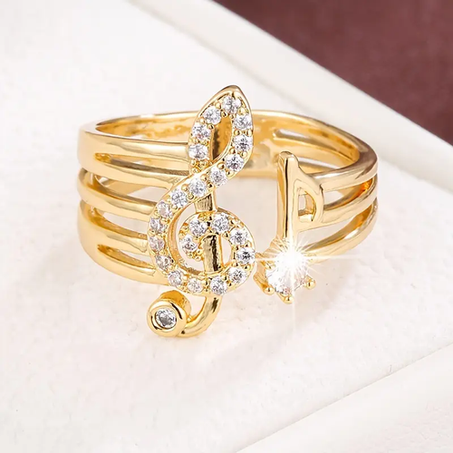 Gold-Plated Zirconia Clef Ring