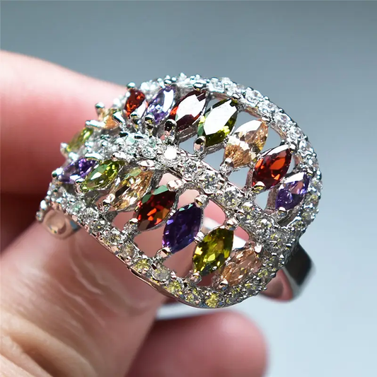 Vibrant Silver Zirconia Ring