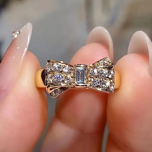 Glittering Gold Tie Ring