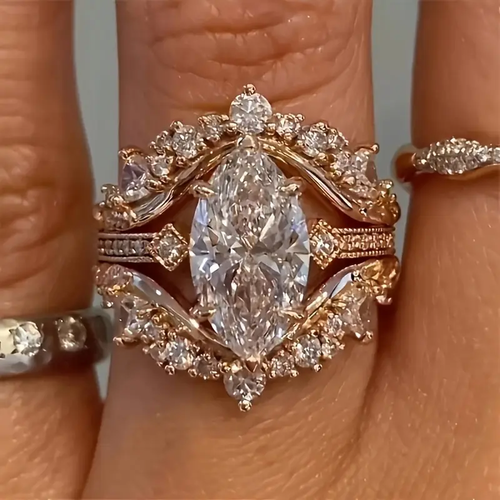 Stunning Radiant Zirconia Rose Ring