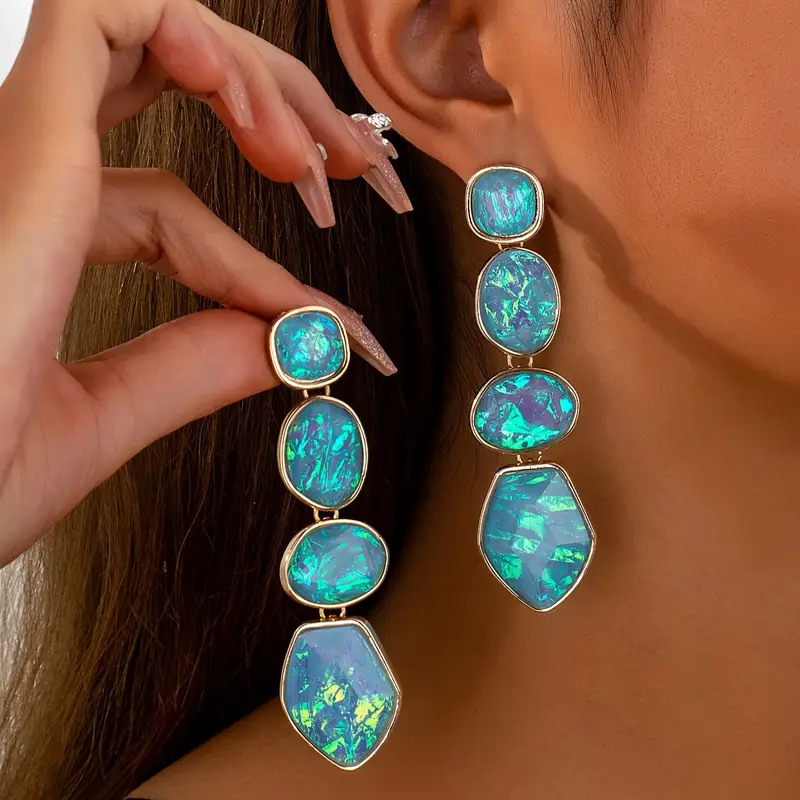 Blue Opal Drop Earrings