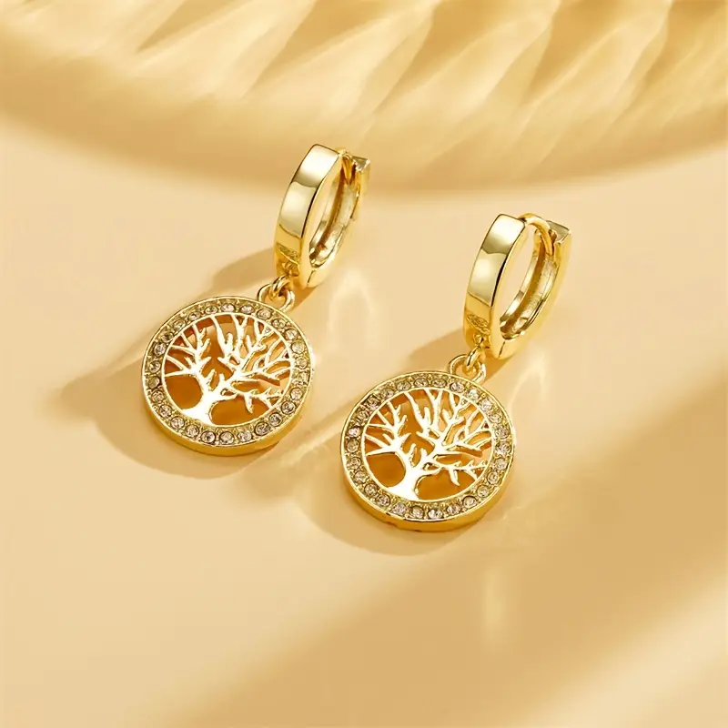 Radiant Golden Tree of Life Earrings