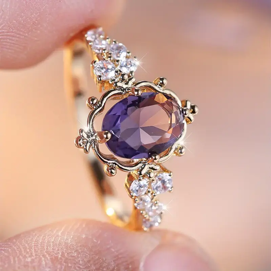 Radiant Violet and Gold Ring