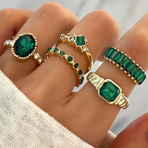 Radiant Golden Green Ring Collection