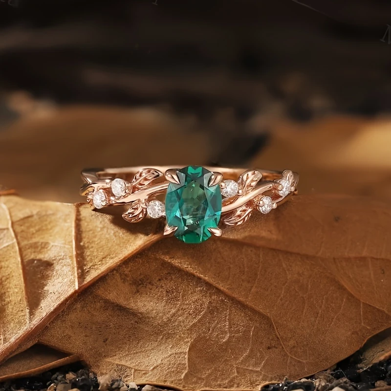 Emerald Rose Crystal Ring