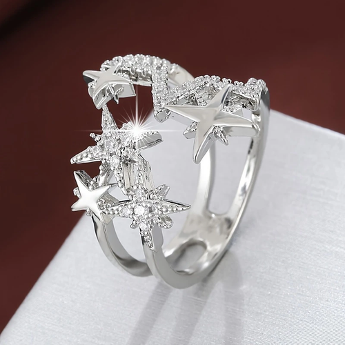 Shimmering Silver Star Ring