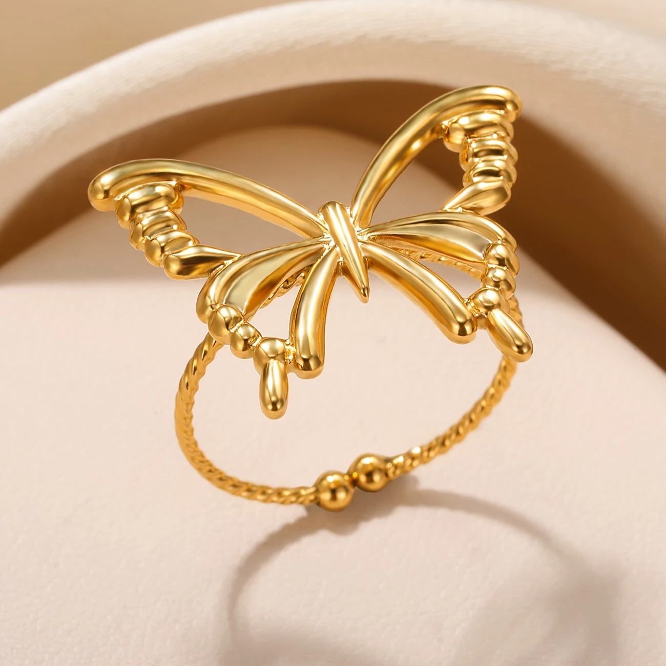 Delicate Gold Butterfly Ring
