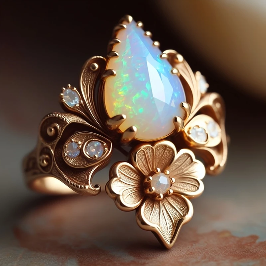 Luxurious Gold Ring with Exotic Opal