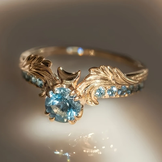 Radiant Blue and Gold Exotic Sparkle Ring