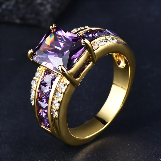 Purple and Gold Glass Ring