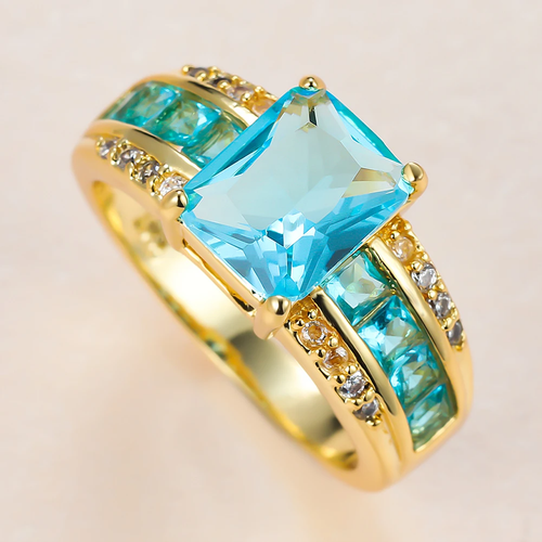 Azure and Gold Glass Ring