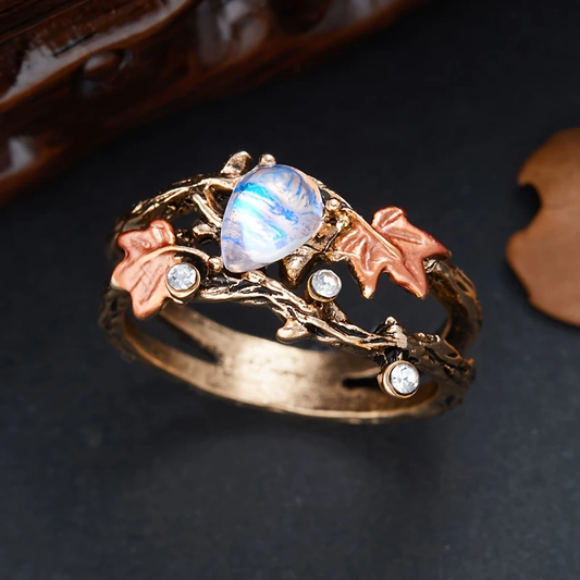 Moonstone Ring with Nature-Inspired Branch Design