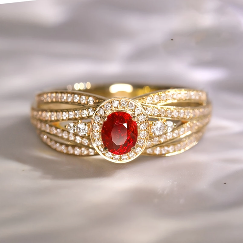 Vibrant Red Layered Gold Ring