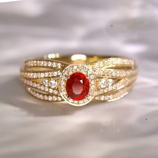 Vibrant Red Layered Gold Ring