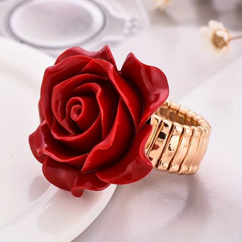Rose Gold Ring with Red Accents