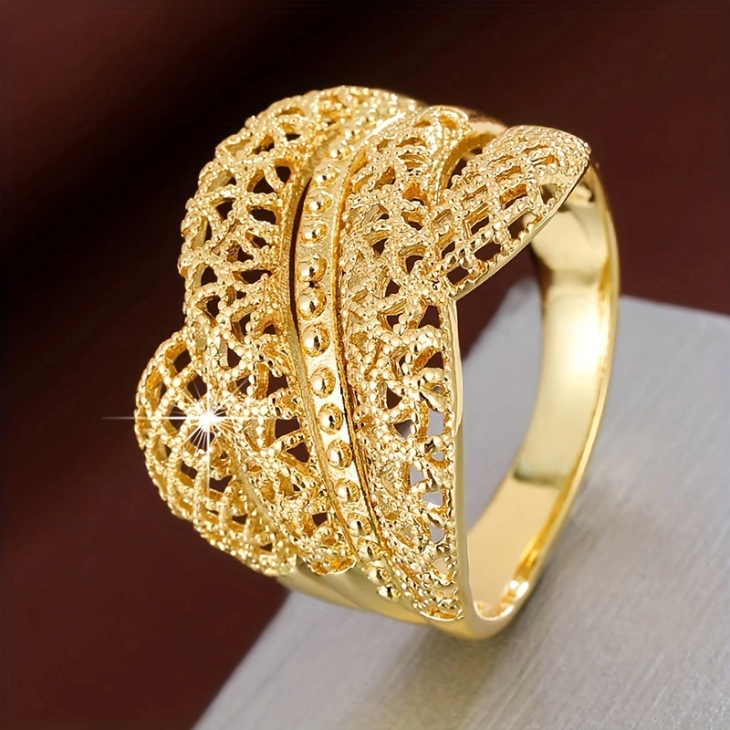 Gold Hollow Mesh Ring