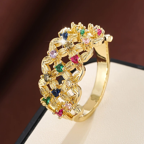 Vibrant Mesh Floral Ring