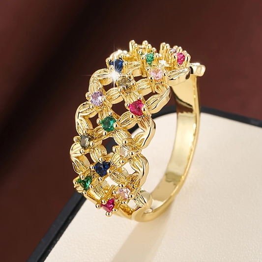Vibrant Mesh Floral Ring