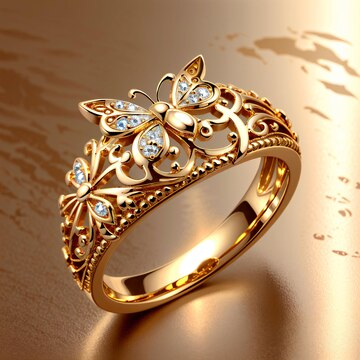 Radiant Golden Butterfly Hollow Ring