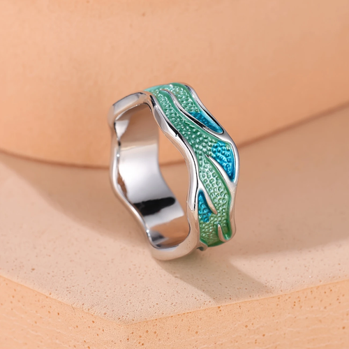 Enamel Ring Inspired by Ocean Waves