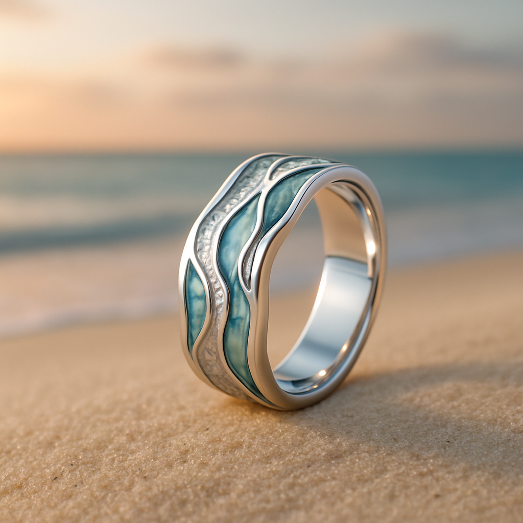 Turquoise and Silver Wave Ring
