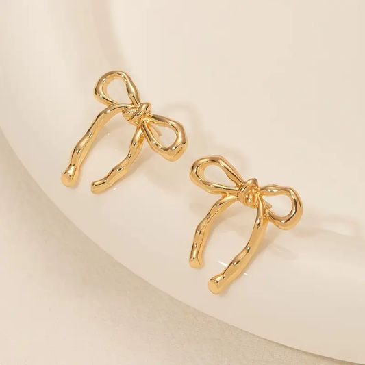 Retro Gold Tie Earrings