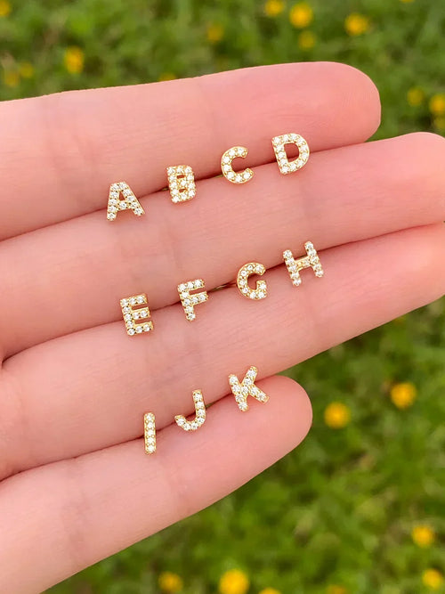 Gold Initial Earring - Single Letter