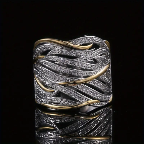 Radiant Gold and Silver Band Ring