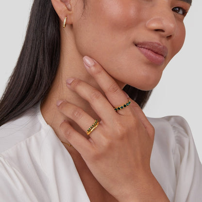 Mary - Layered Ring in Emerald Green