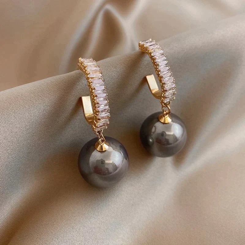 Elegant Pearl and Zirconia Earrings
