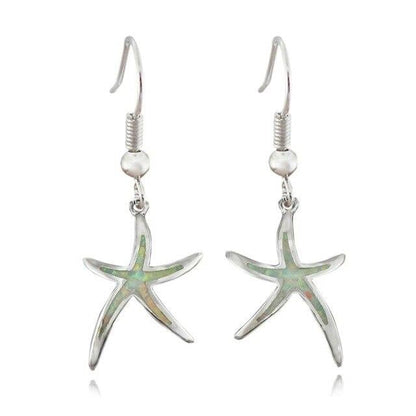 Opal and Silver Starfish Earrings