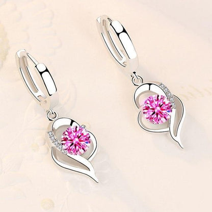 Floral Earrings with Zirconia Inlay in 925 Sterling Silver