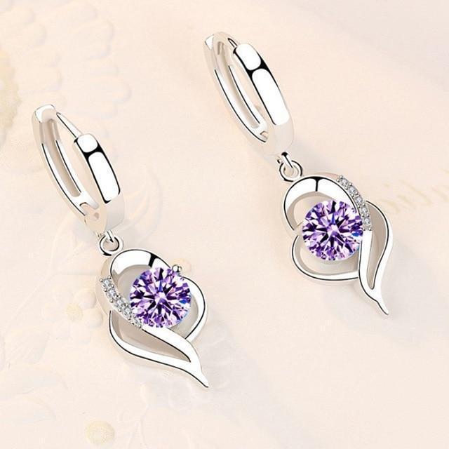 Floral Earrings with 925 Sterling Silver and Zirconia Inlay