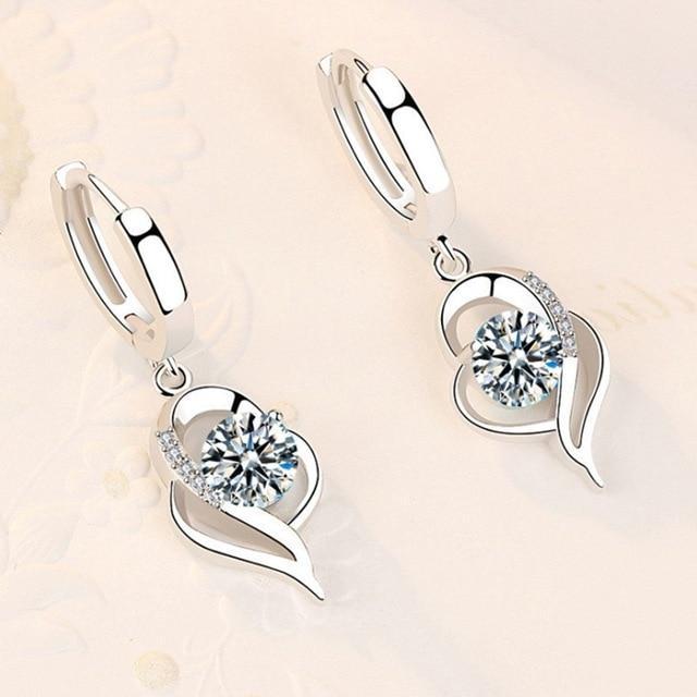 Floral Earrings with Zirconia Inlay in 925 Sterling Silver