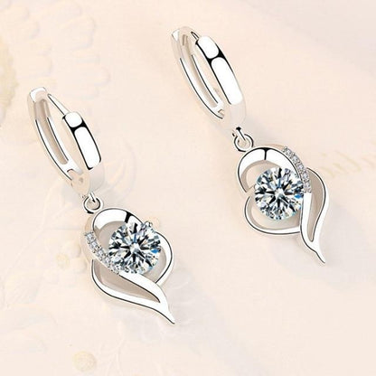 Floral Earrings with Zirconia Inlay in 925 Sterling Silver