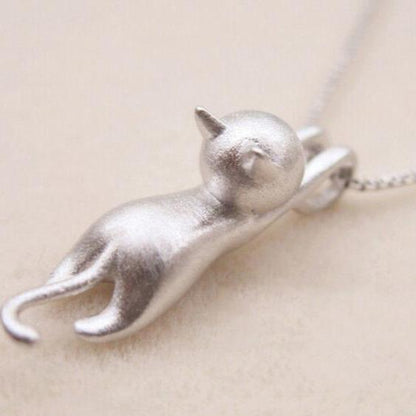 Playful Kitty Necklace in 925 Sterling Silver