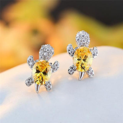 Zirconium and Silver Sea Turtle Earrings