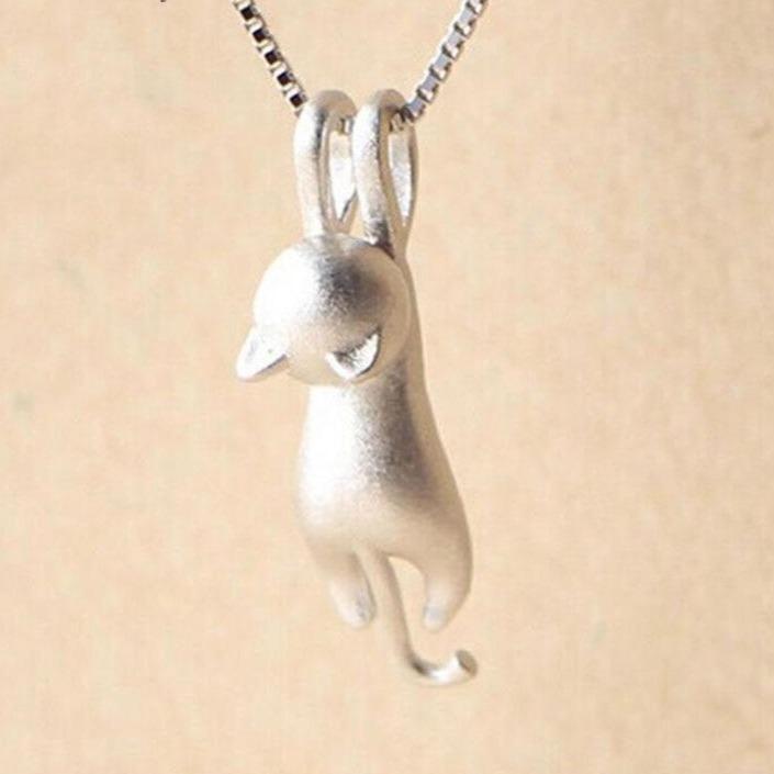 Playful Kitty Necklace in 925 Sterling Silver