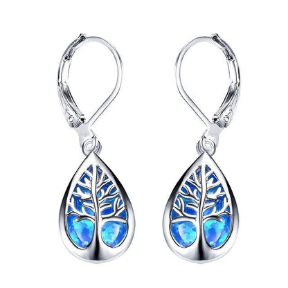 Opal and Silver Tree of Life Earrings