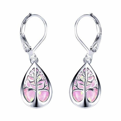 Opal and Silver Tree of Life Earrings