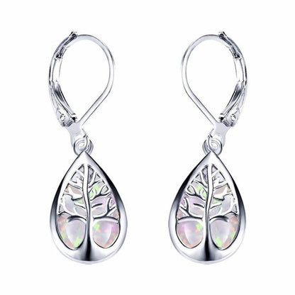 Opal and Silver Tree of Life Earrings