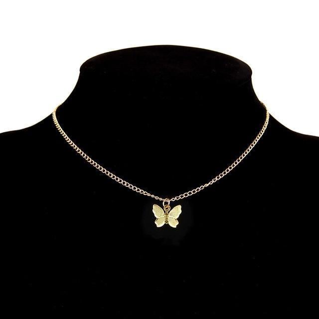 Butterfly Necklace in Silver and Gold Plating