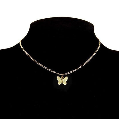 Butterfly Necklace in Silver and Gold Plating