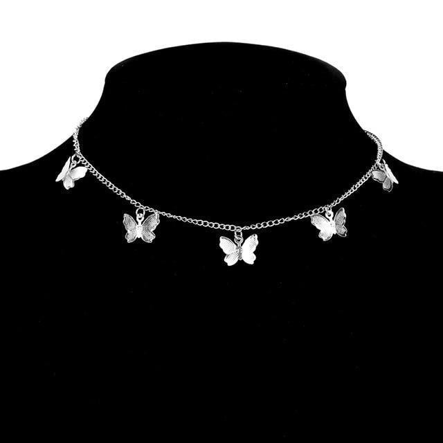 Butterfly Necklace in Silver and Gold Plating