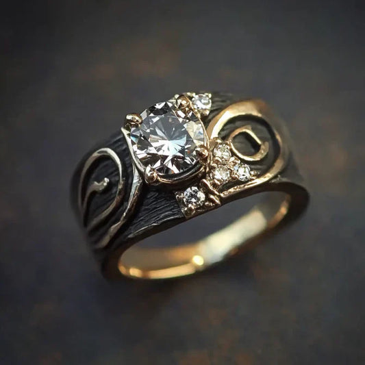 Antique-Style Dark Zirconia Ring